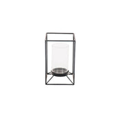 Lantern - metal/glass - black - 12.5x12.5x20cm