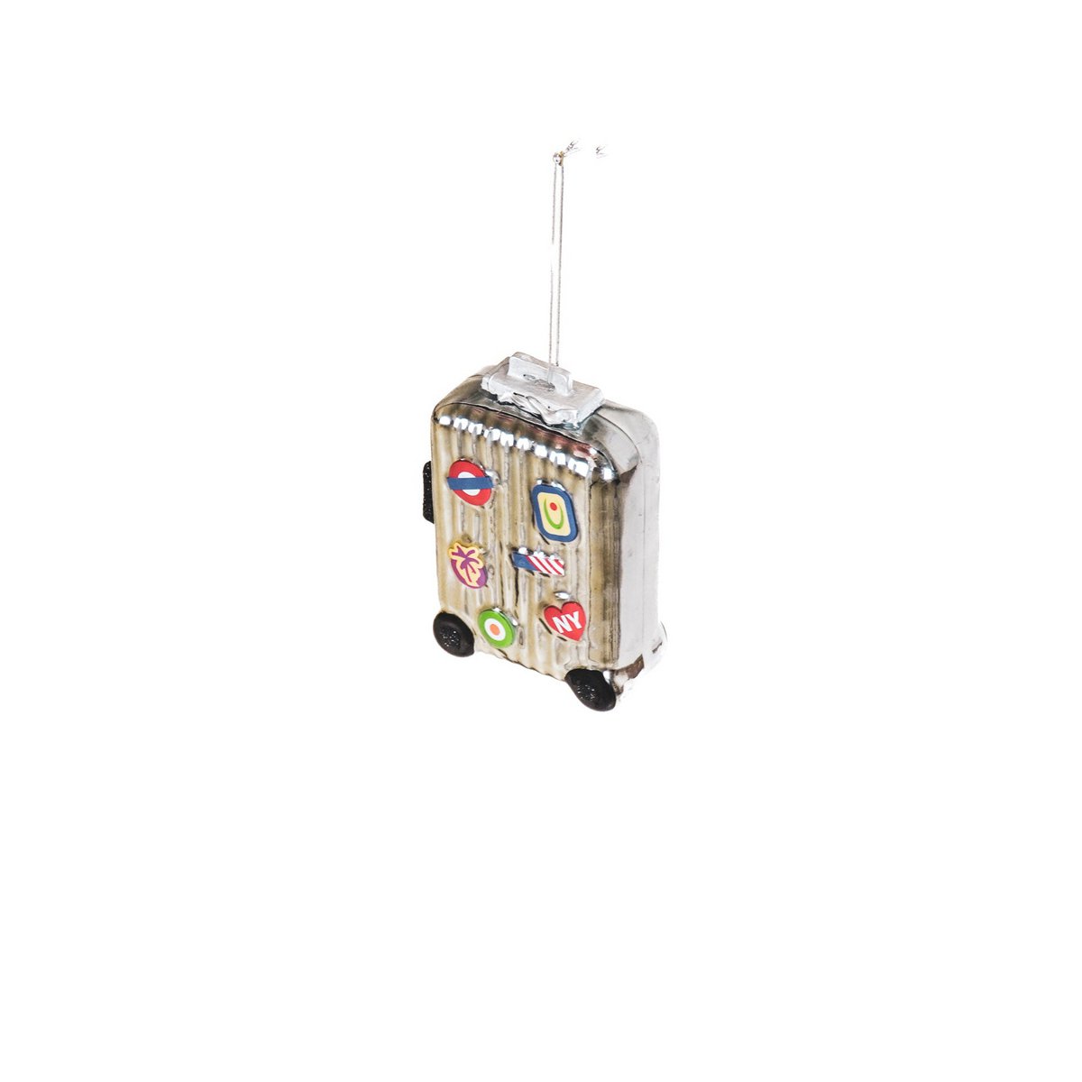 Christmas pendant - Suitcase - Glass - Silver - 8x4x11.5cm