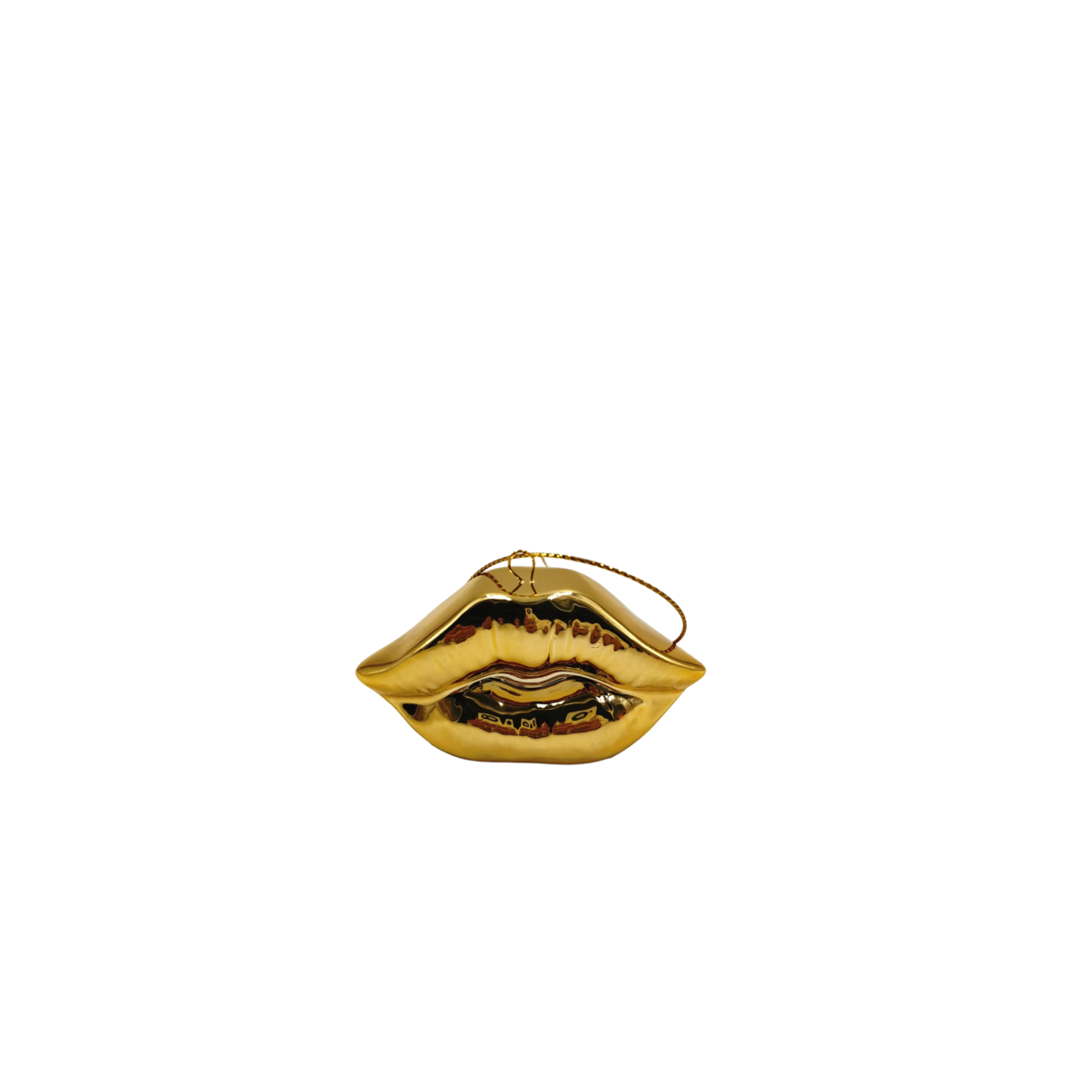 Christmas pendant - Lip - Ceramic - Gold - 6.5x2x4cm