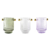 Set of 3 Glass Candlesticks in 3 Colors