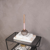 Kandelaar- Fles - Verre/Métal- Bruin/Goud- 11x11x8,5cm