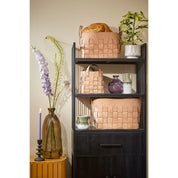 Storage basket - Set of 3 - L40 x W30 x H30 cm - Cork/Felt - Brown