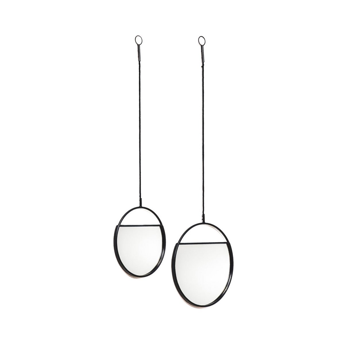 Miroir - Miroir mural rond - Métal - Noir - S2- 25x90 et 30x100