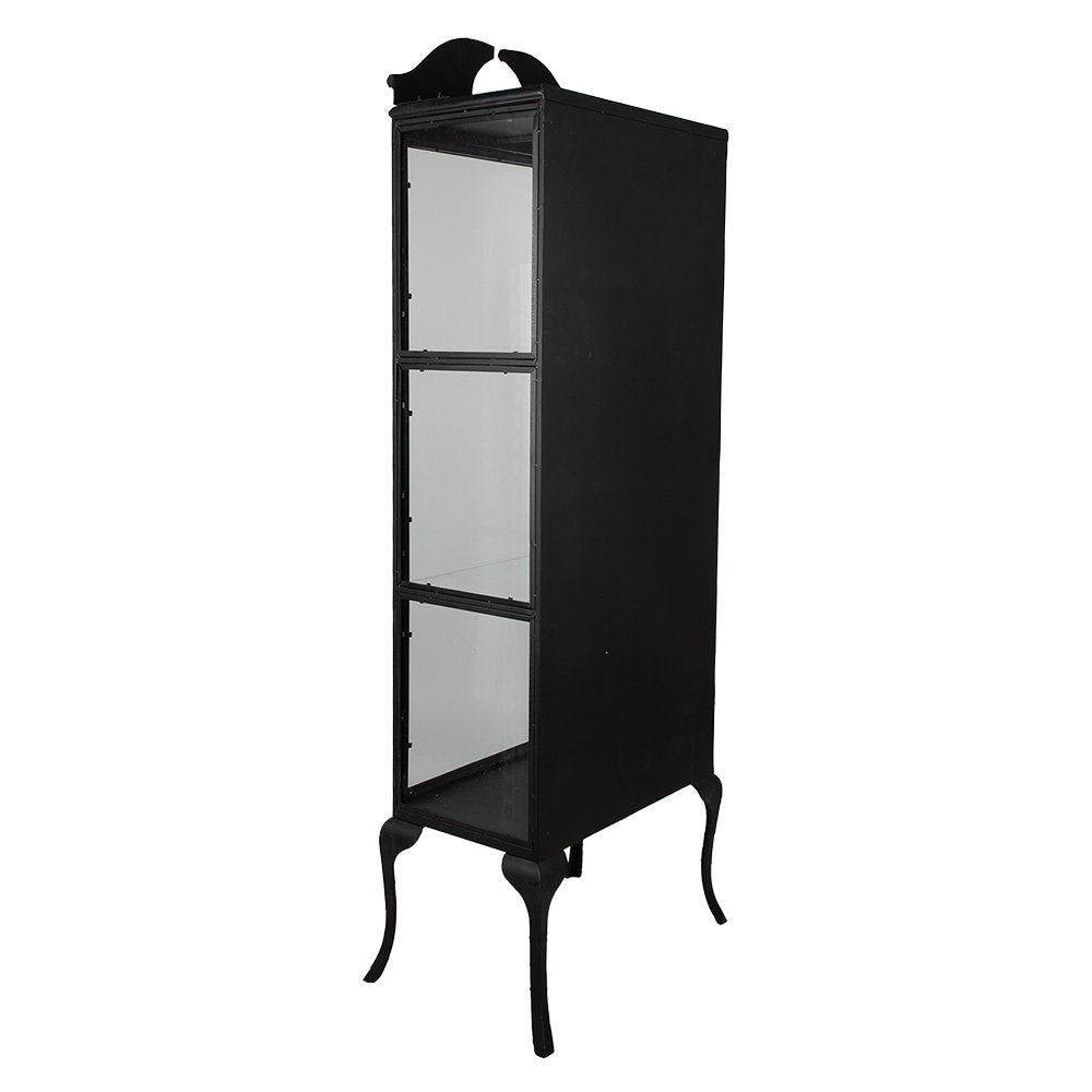 Vitrinekast Zwart, Metaal en Glas 68x43x181 cm
