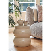 Vendi Side table - H40 x Ø35 cm - Ceramic - Cream