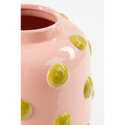 Smiley Vase - H28 x Ø29 cm - Ceramic - Light pink, ocher