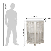 Wandkast Wit, Hout en IJzer 81x32x103 cm