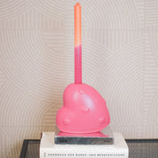 Kaarshouder - Hartjes - Keramiek - Roze 11x7,5x10 cm