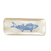 Vanille rechthoekig gerecht met blauwe vis 31,7x12.7x2.5 cm