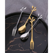 Set of 6 Silver Matching Leaf Teaspoons