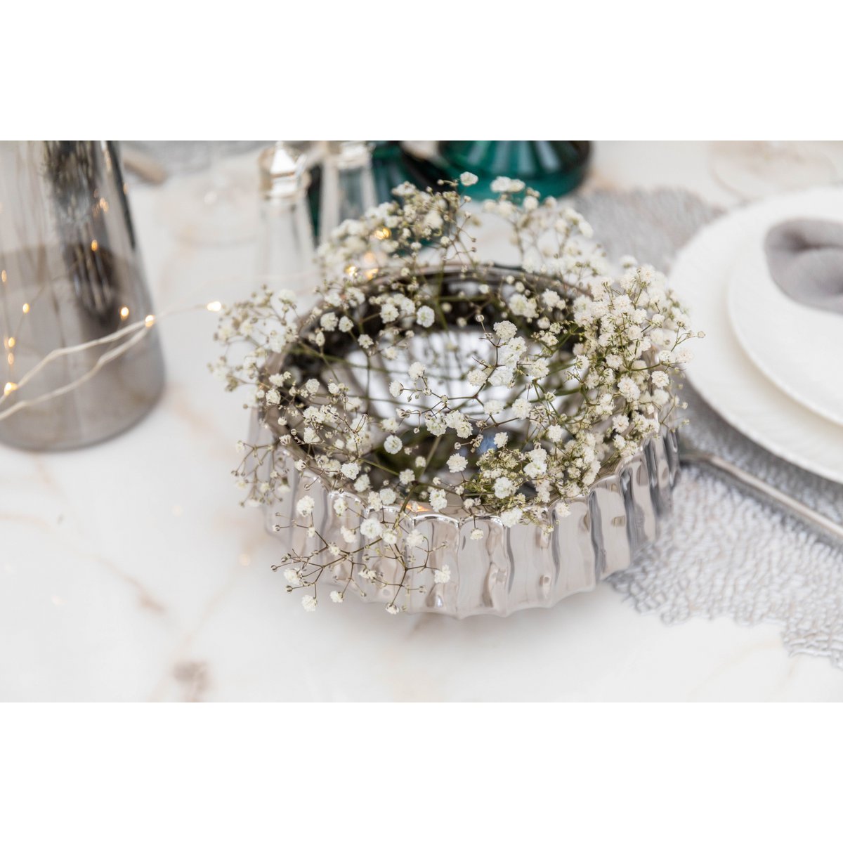 Shiny Silver Deco 20x20x8cm