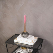 Kandelaar- Fles - Verre/Métal- Gris/Goud- 11x11x8,5cm