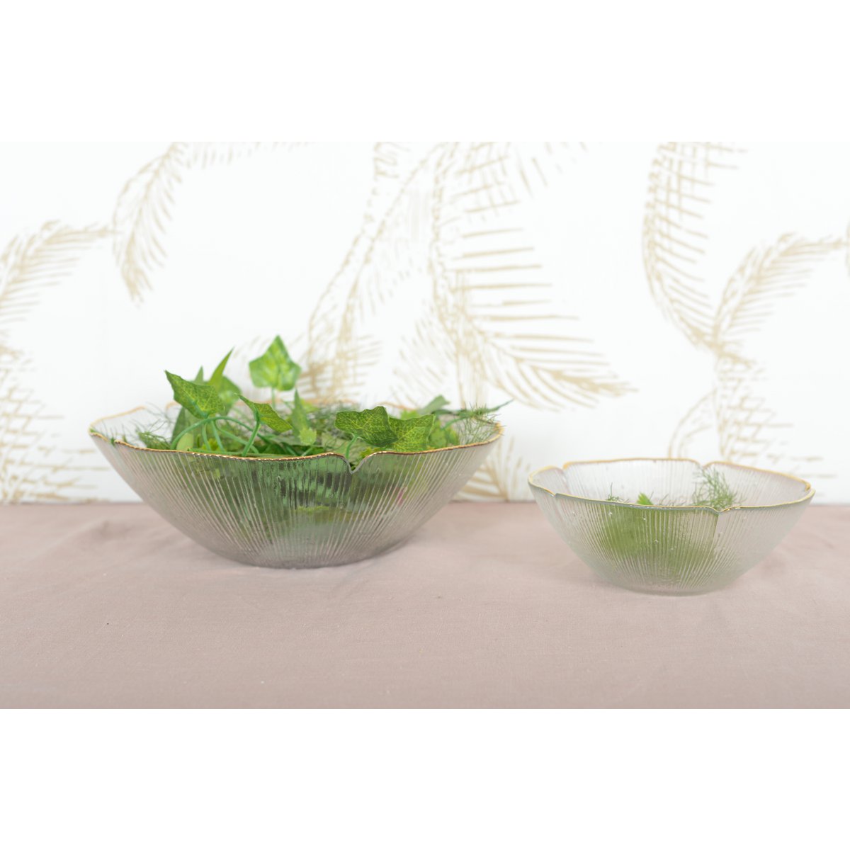 Flower Glass Bowl with Gold Rims 25 cm