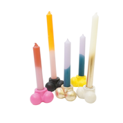 Candle holder - Scrotum - Polyresin - Yellow - 7.5x5.5x4cm