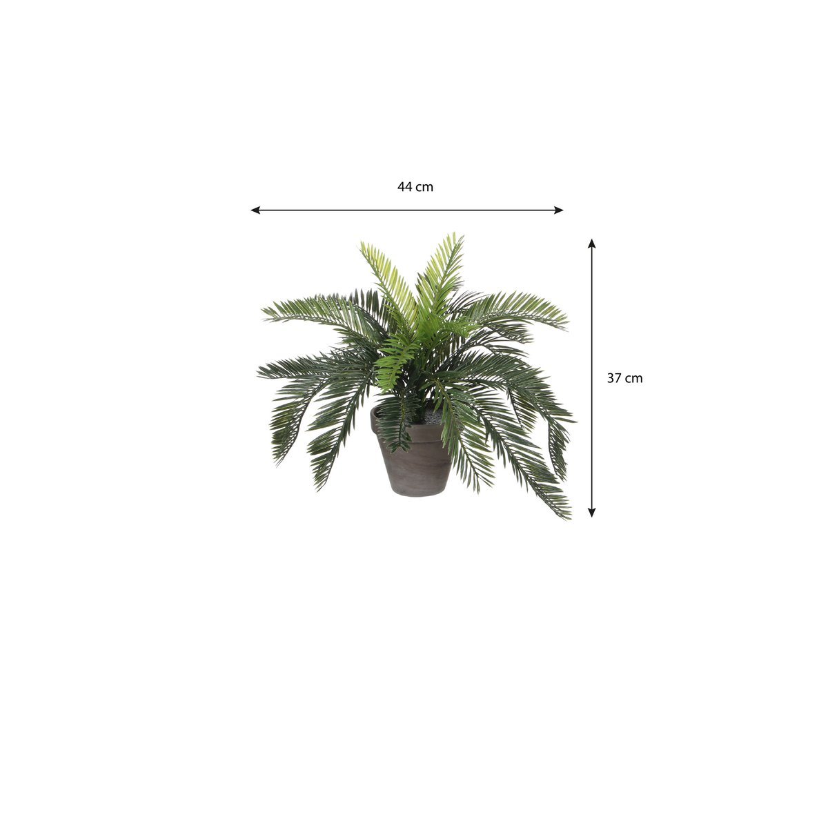 Artificial Cycas Palm Plant in Flower Pot Stan - H37 x Ø44 cm - Green