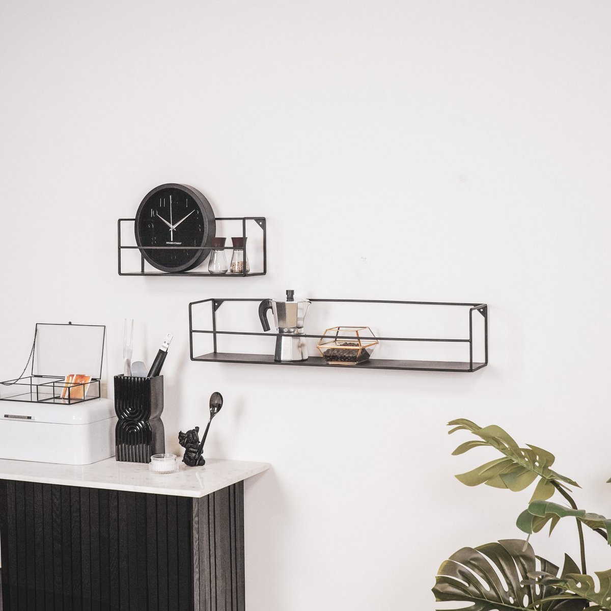 Wall shelves - Black - Metal - Set of 2