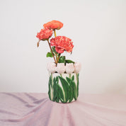 VASE-TULIPS- Dolomiet-lichtroze/ groen-15x15x14cm