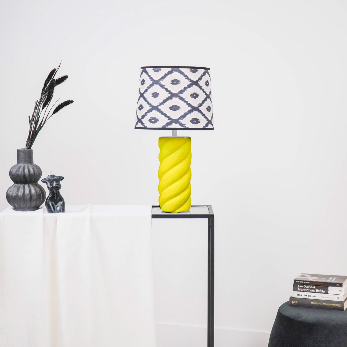 Lampshade - Kelim print - Black/white