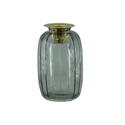 Kandelaar- Fles - Verre/Métal- Gris/Goud- 6x6x11,5cm