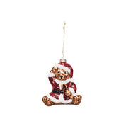 Christmas pendant - Santa Claus Bear - Glass - 9.5x6x10.5cm