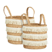 Storage basket - Set of 2 - H30 x Ø32 cm - Waterhyacint - Brown