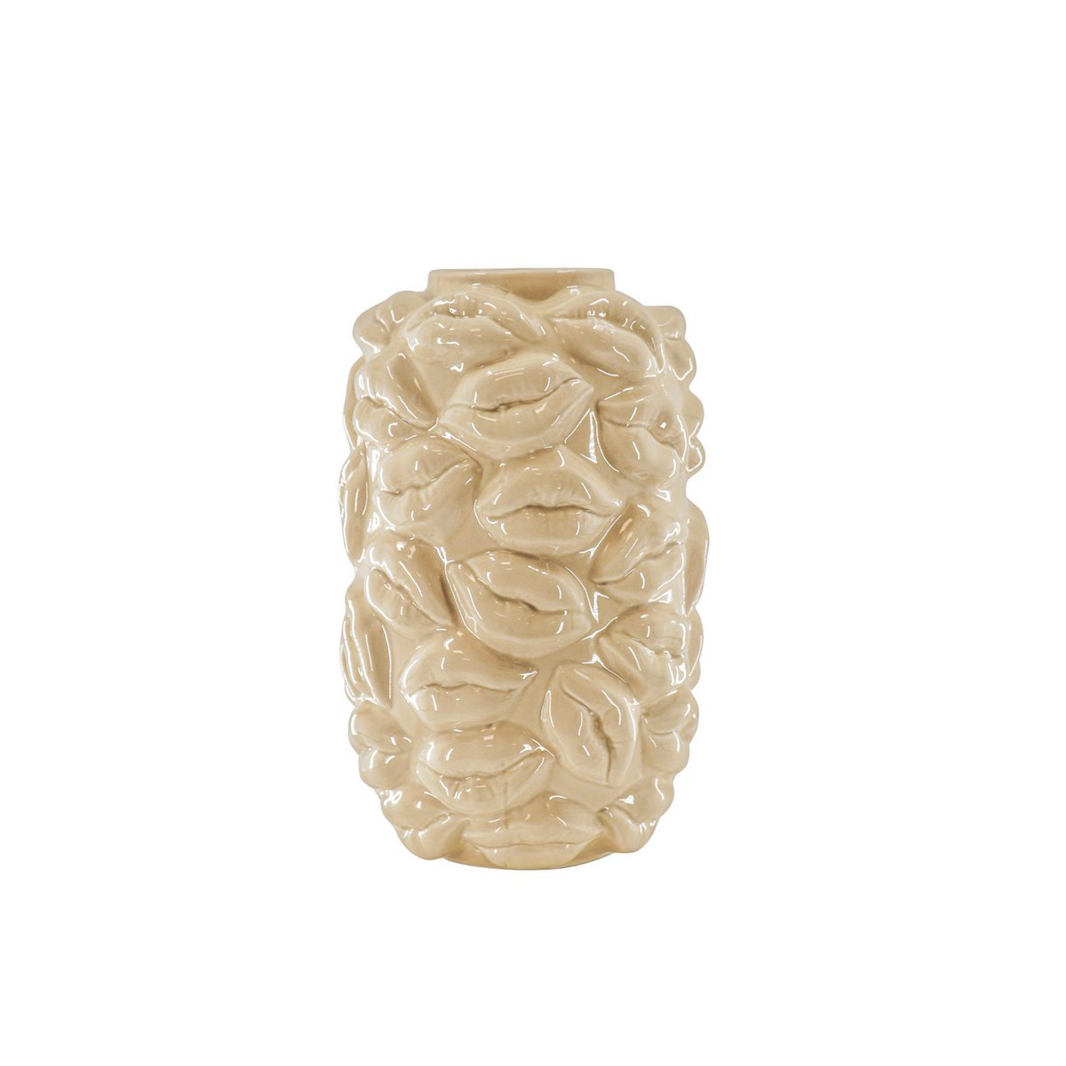 Vaas - Kusjes - Keramiek - Beige - 17x17x27cm