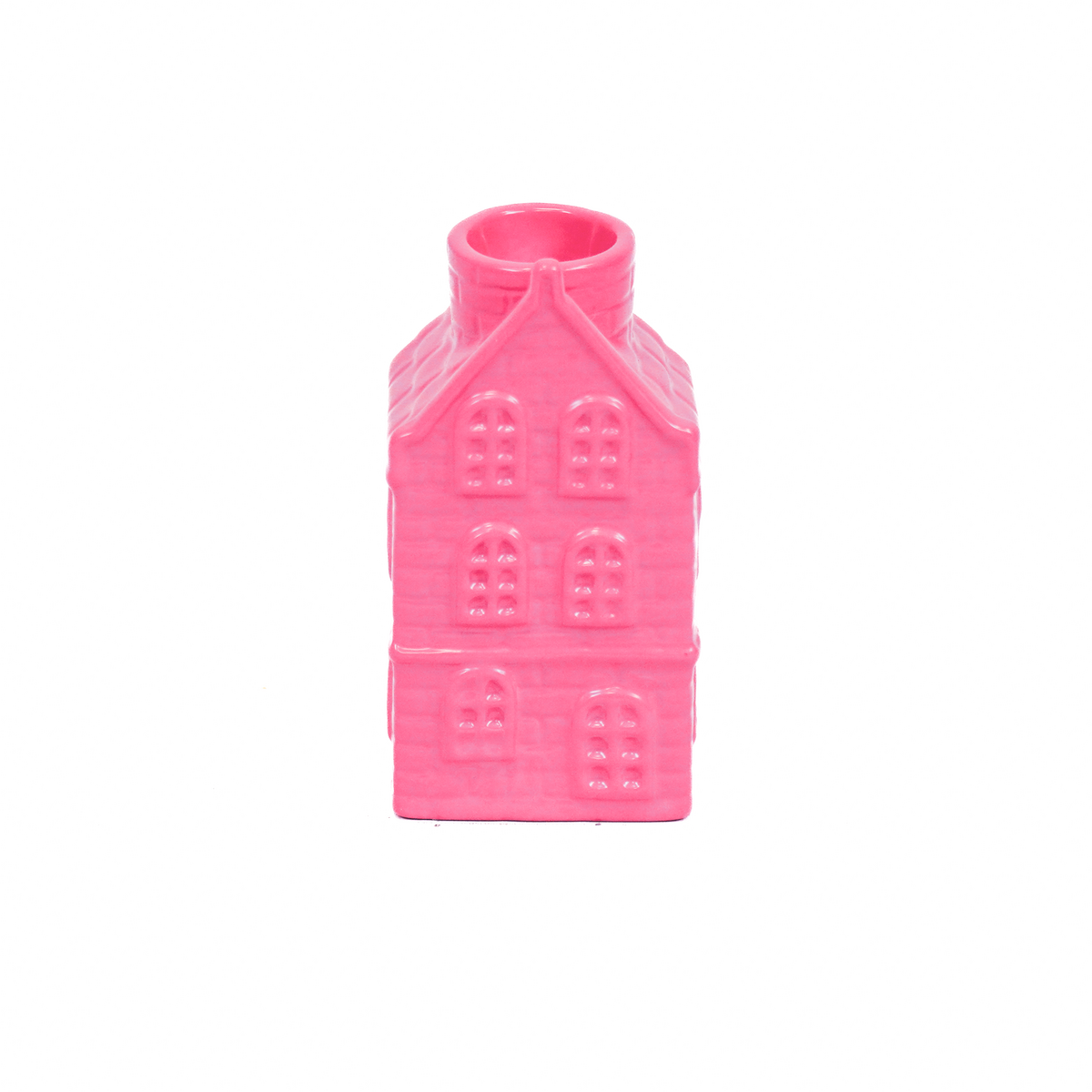 Candle holder - House - Ceramic - Neon Pink - 6x5.5x11cm