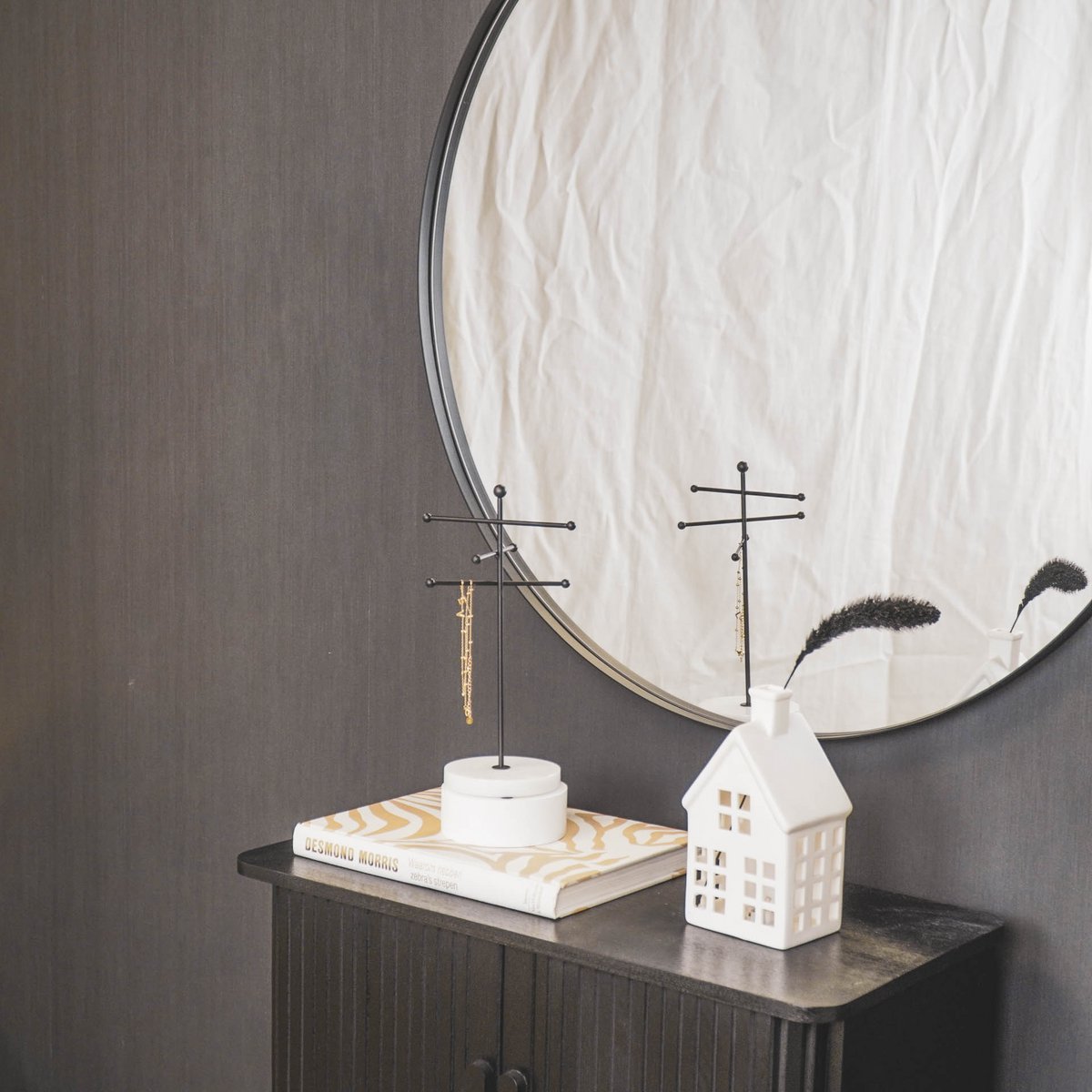 Housevitamin Round Mirror - Metal - Black - 80x3x80cm