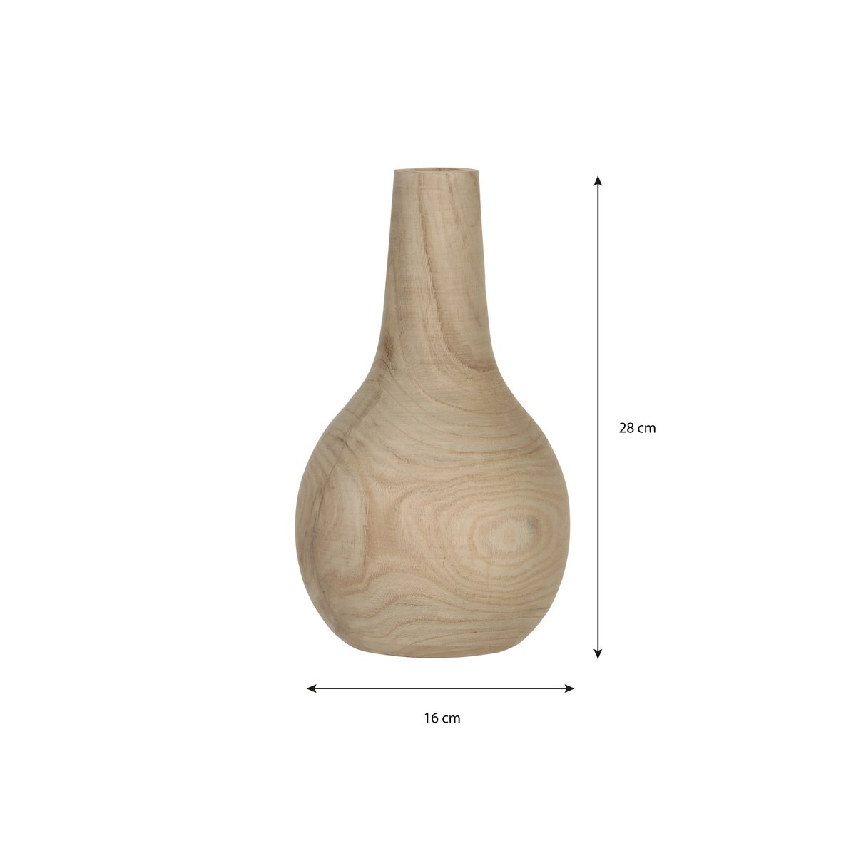 Pia Vase - H28 x Ø16 cm - Paulownia Wood - Light brown