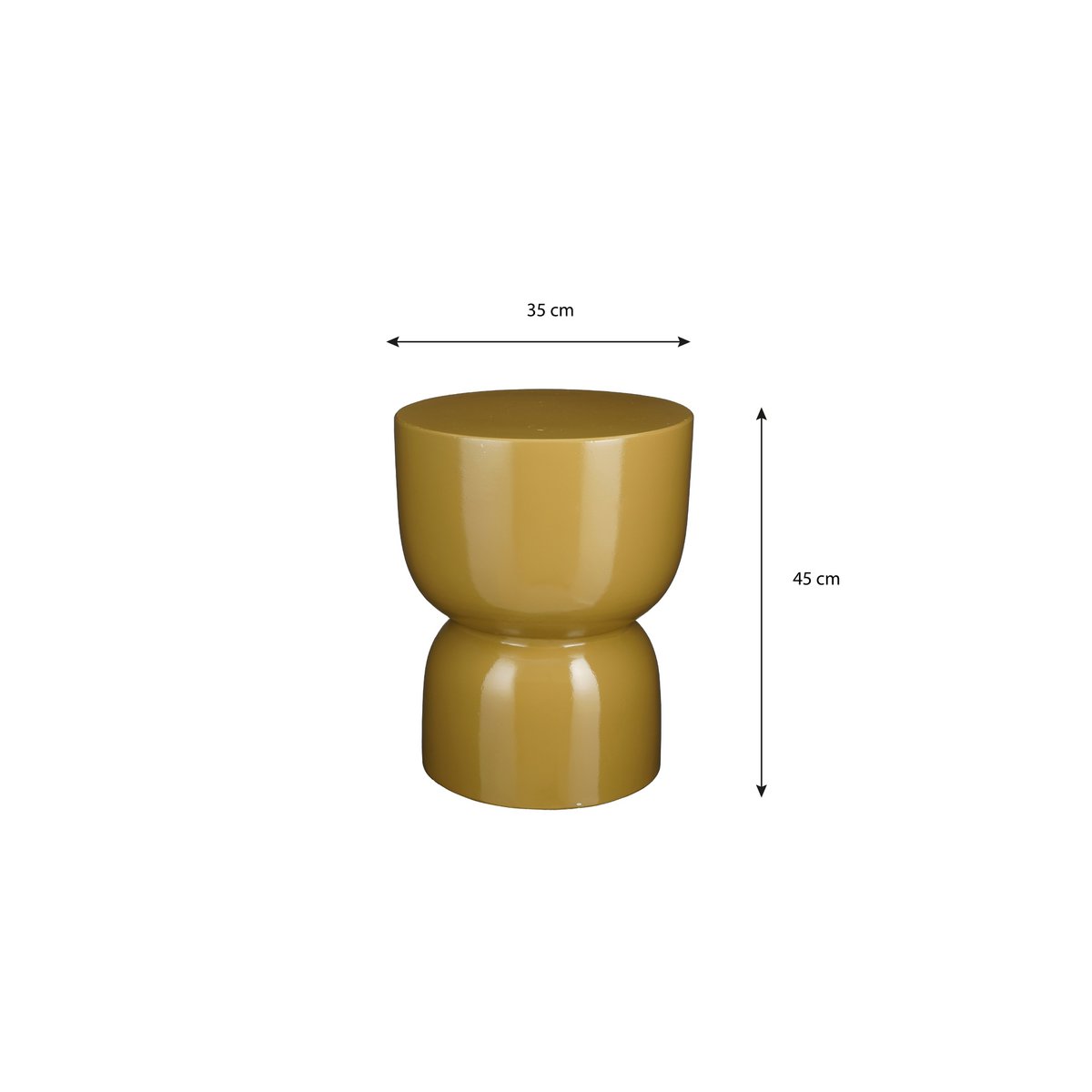 Stage Side Table - H45 x Ø35 cm - Cement - Yellow