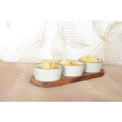 Aperitif Set of 3 Cups on a Wooden Tray 29x10x5.1cm