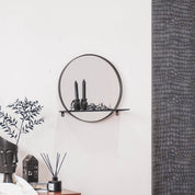 Mirror - Round - Metal - With Shelf - Black - Ø40cm