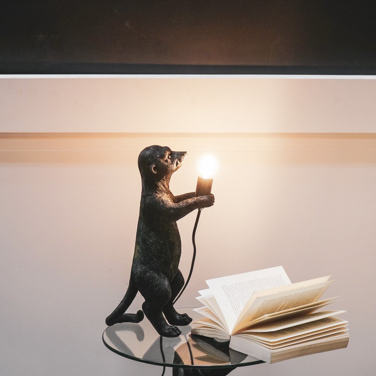 Table lamp - Meerkat - Polyresin - Black - E27 - 15x10x38cm