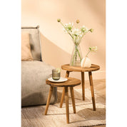 Bold Side Table - H36 x Ø33 cm - Recycled Wood - Brown