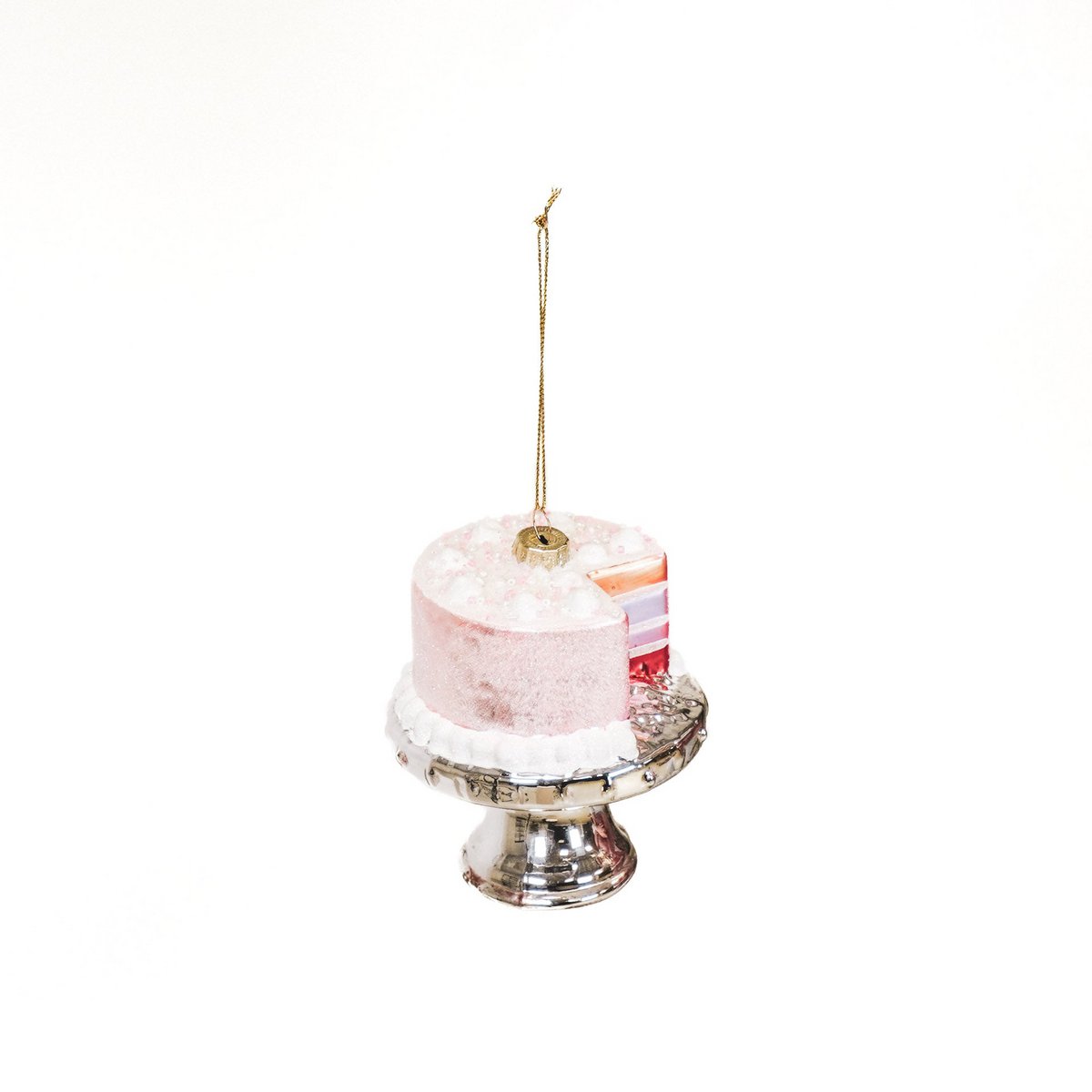 Christmas pendant - Cake - Glass - Pink - 9x11cm