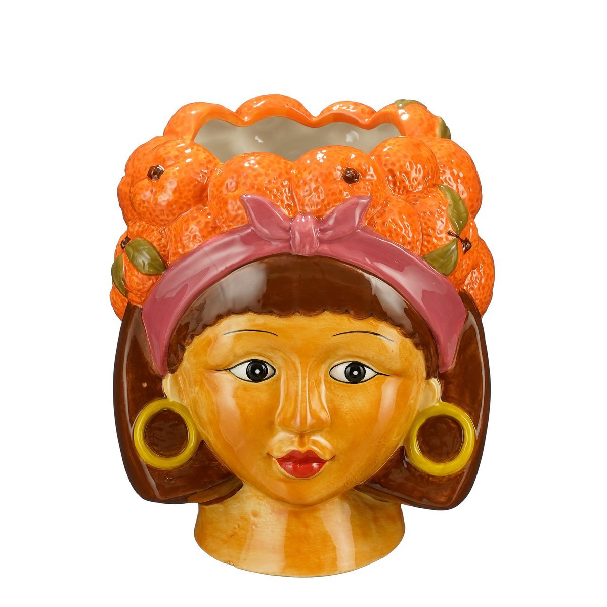 Funny Flowerpot Inside - L20 x B20 x H22 cm - Dolomite - Orange