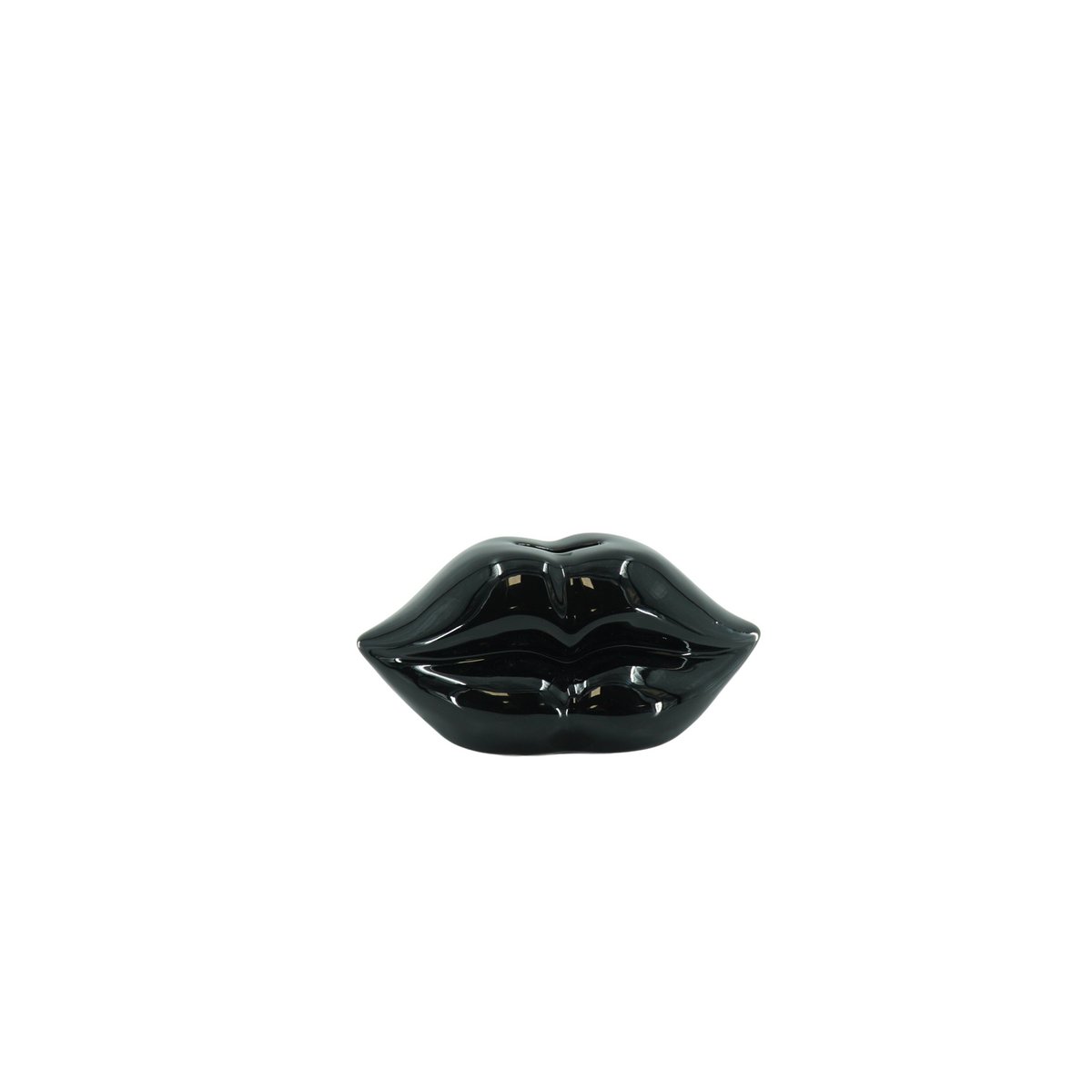 Ornament - Spaarpot - Lip - Keramiek - Zwart -15x8x8cm