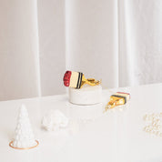 Christmas pendant - Brush - Glass - Gold/Red - 5x2.5x12.5cm