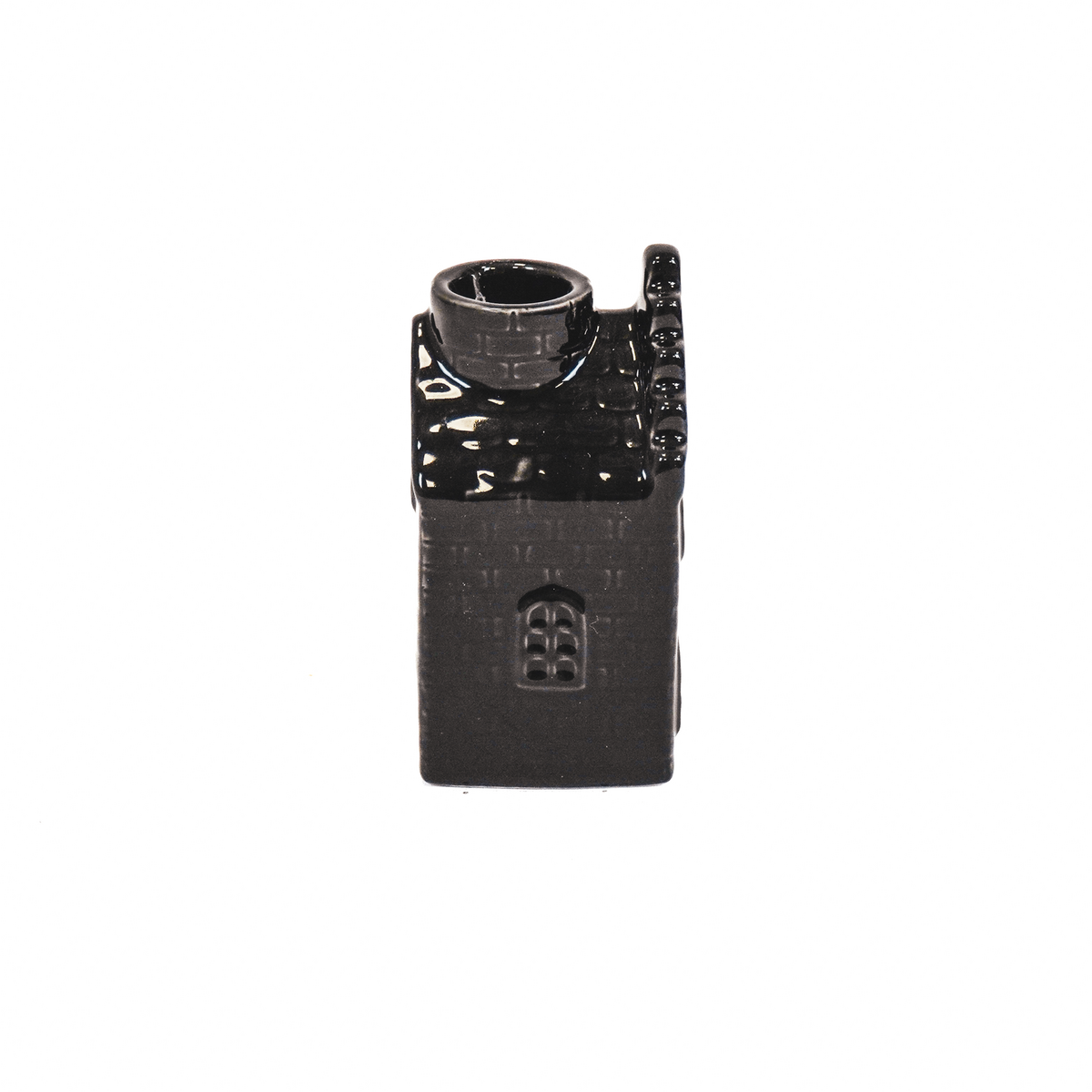 Candle holder - House - Ceramic - Black - 6x6x11cm