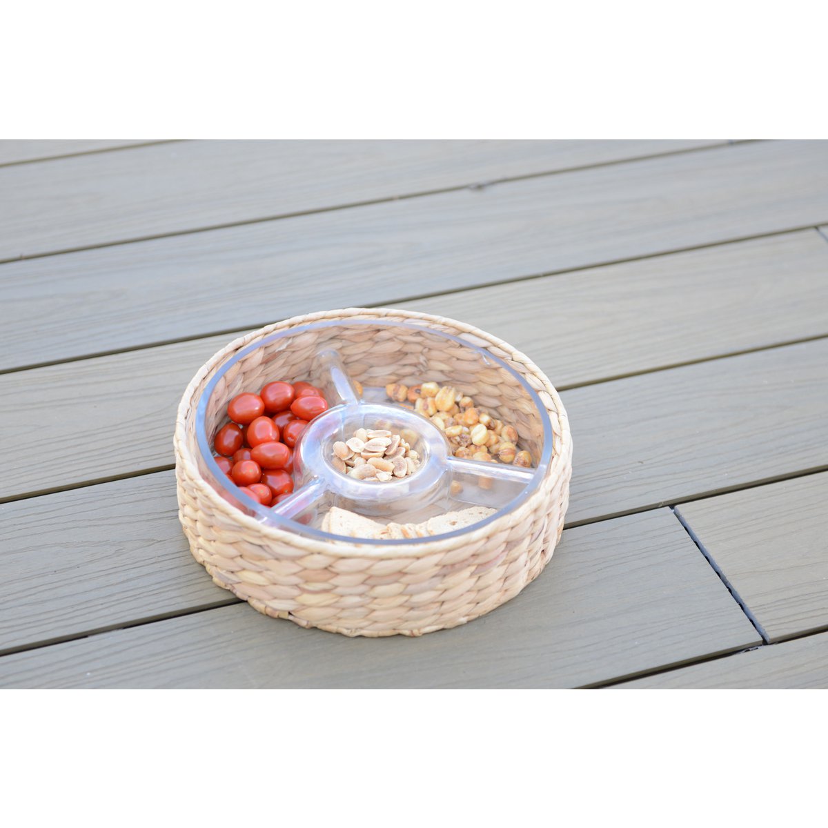 Aperitif Set of 3 Glasses and Rattan Compartments 