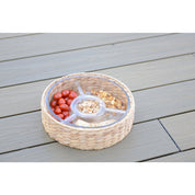 Aperitif Set of 3 Glasses and Rattan Compartments 
