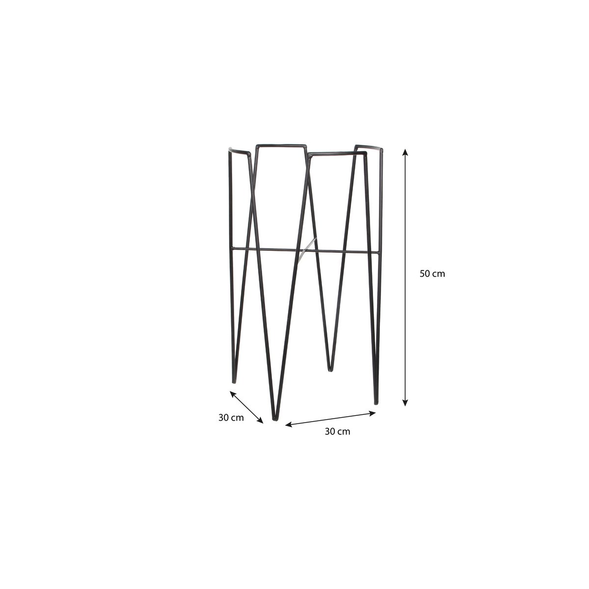 Blom Plant Stand - L30 x W30 x H50 cm - Metal - Black