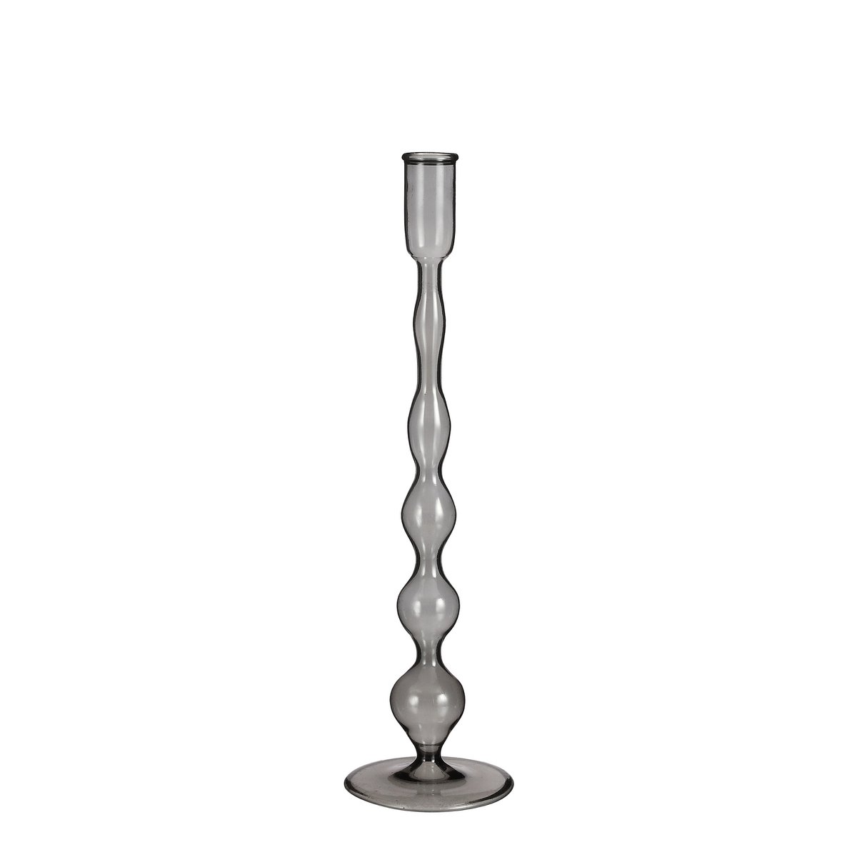 Trent Candlestick - H33 x Ø9 cm - Glass - Dark Grey