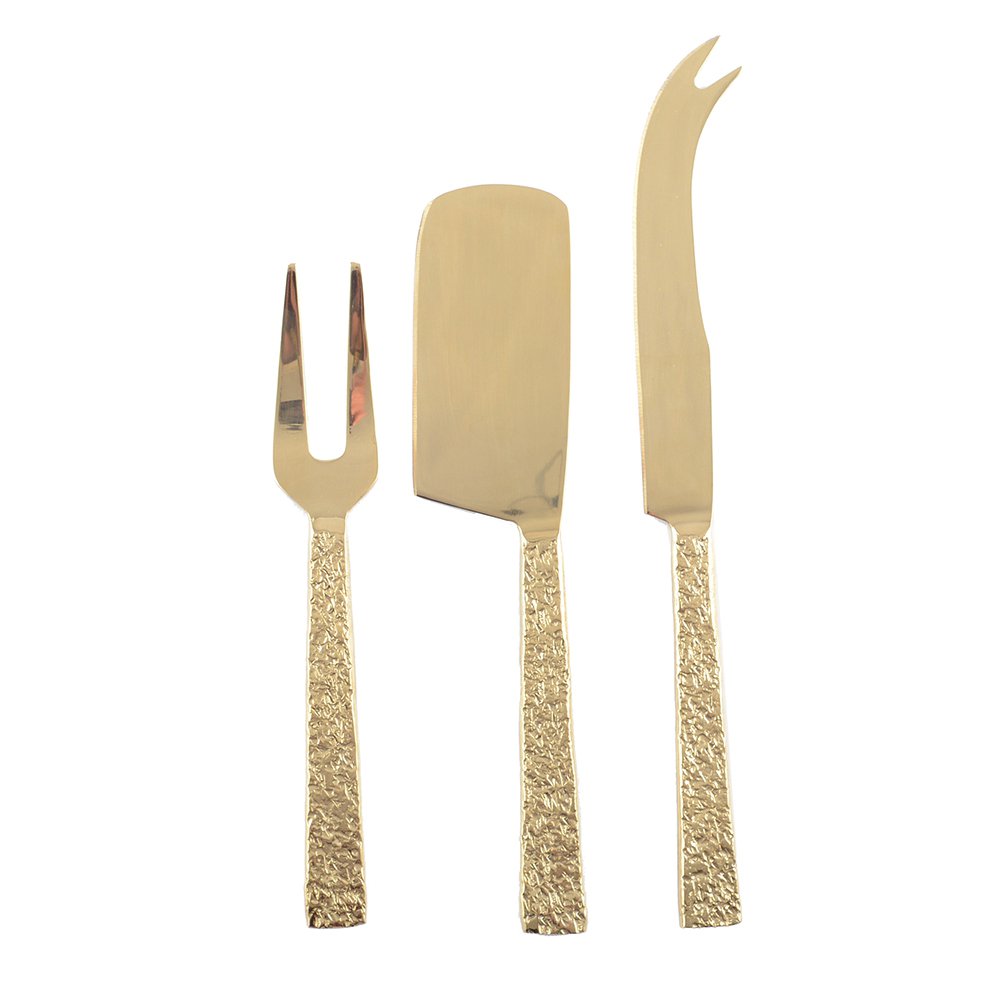 Set of 3 Gold Cheese Knives