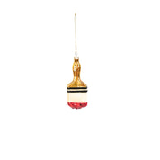Christmas pendant - Brush - Glass - Gold/Red - 5x2.5x12.5cm