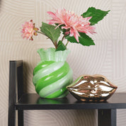 VASE- SWIRL-STONEY SEQUARE- MINT/ GREEN- 13X13X15.5CM