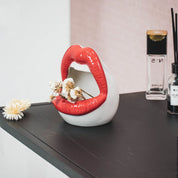 Pot - Lip - Keramiek - Rood/Wit -10x10x12
