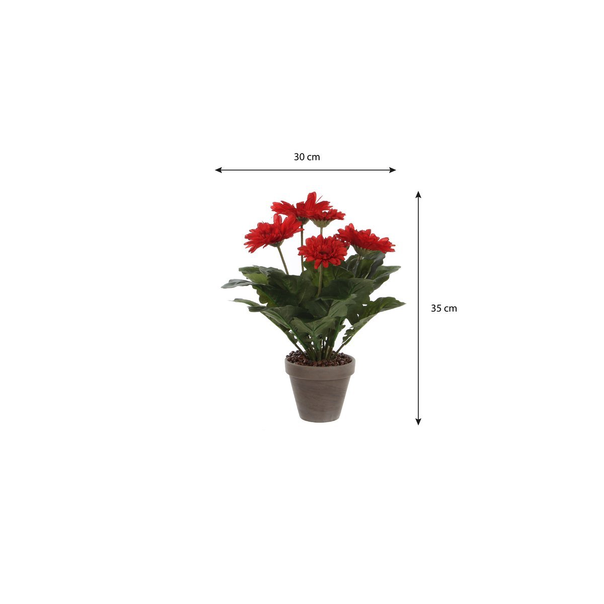 Artificial Gerbera Plant in Flower Pot Stan - H35 x Ø30 cm - Red