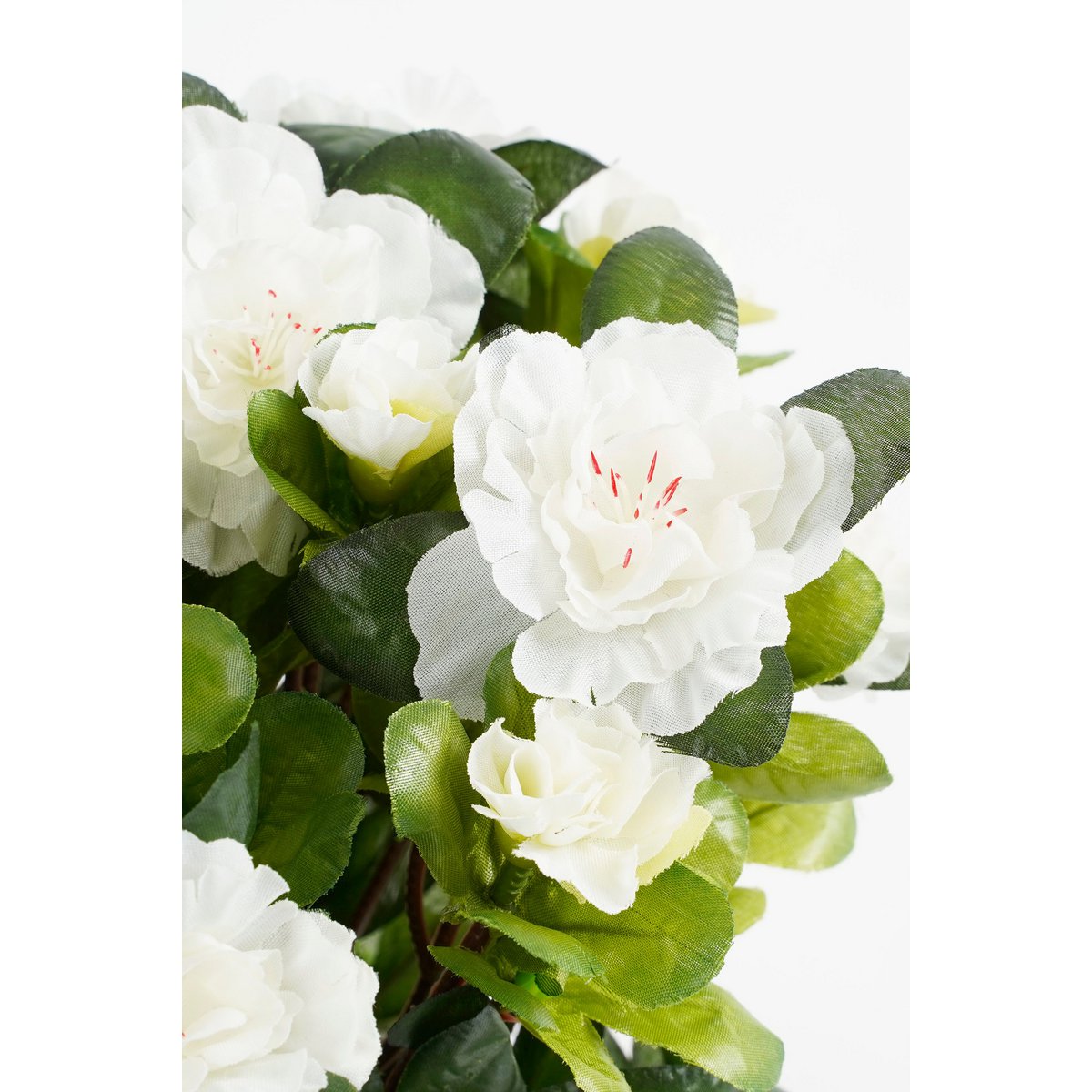 Artificial Azalea Plant in Flower Pot Stan - H31 x Ø26 cm - White