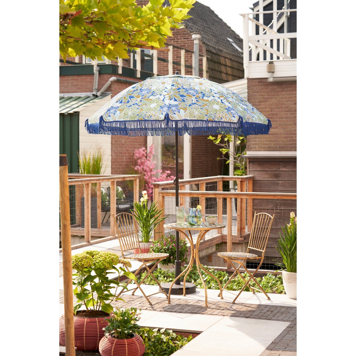 Parasol Fleur - H238 x Ø220 cm - Bleu